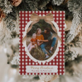 Country Red Gingham Bow Photo Christmas Card シーズンカード
