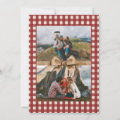 Country Red Gingham Bow Photo Christmas Card シーズンカード (裏面)