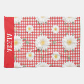 Country Red Gingham with White Daisies キッチンタオル (横)