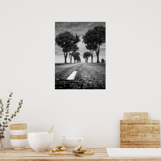 Country Road with Tree Lined Perspective ポスター (キッチン)