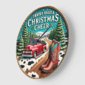 Country Roads Christmas Cheer ラージ壁時計 (傾斜)