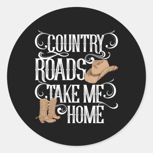 Country Roads Take Me Home Music Lyrics ラウンドシール (正面)