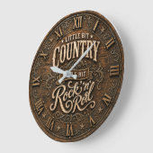 Country Rock 'n' Roll Farmhouse Music Decor ラージ壁時計 (傾斜)
