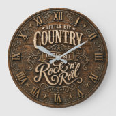 Country Rock 'n' Roll Farmhouse Music Decor ラージ壁時計 (正面)