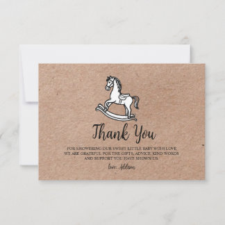 Country Rocking Horse Baby Shower Thank You Card  サンキューカード