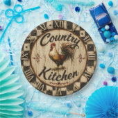 Country Rooster Rustic Farmhouse Kitchen ペーパープレート (パーティー)