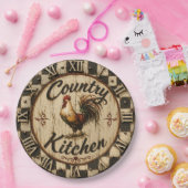 Country Rooster Rustic Farmhouse Kitchen ペーパープレート (パーティー)