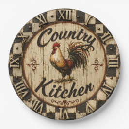 Country Rooster Rustic Farmhouse Kitchen ペーパープレート