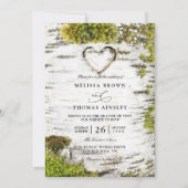 Country Rustic Birch Tree Bark QR Code Wedding 招待状 (正面)