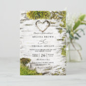 Country Rustic Birch Tree Bark QR Code Wedding 招待状 (スタンド正面)