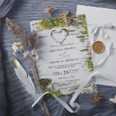 Country Rustic Birch Tree Bark QR Code Wedding 招待状