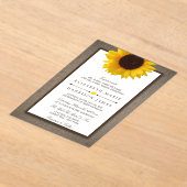 Country Rustic Sunflower & Burlap Wedding アクリル招待状 (レイダウン)