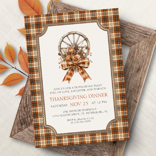 Country Rustic Thanksgiving Dinner Invitation 招待状