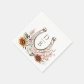 Country Rustic Western Horseshoe Floral Monogram スタンダードカクテルナプキン (角)