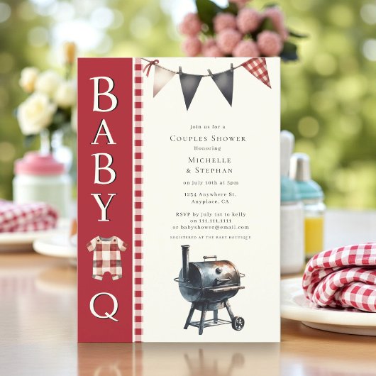 country simple baby q Baby Shower Invite 招待状