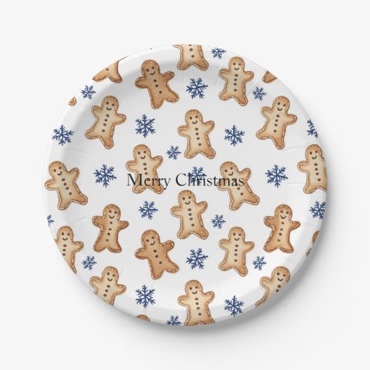 Country Snowflakes Gingerbread Cookies Christmas ペーパープレート (正面)