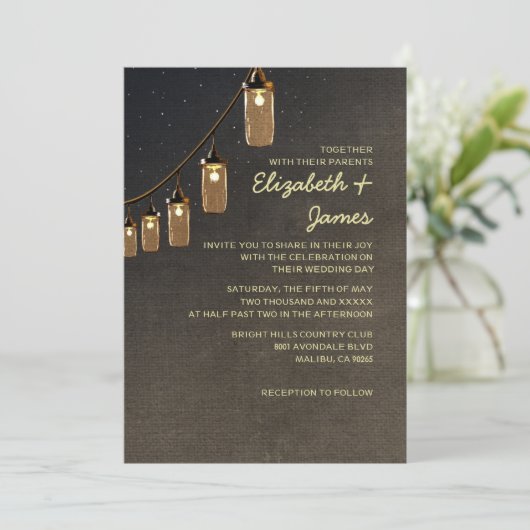 Country String Lights結婚式招待状 招待状 (スタンド正面)