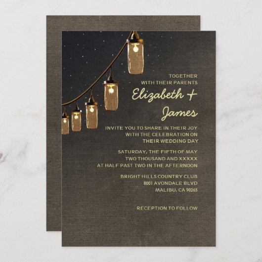 Country String Lights結婚式招待状 招待状 (正面/裏面)