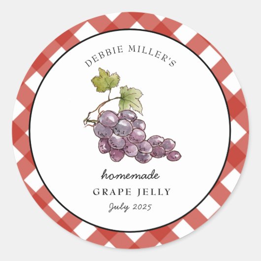 Country style Grape Jelly Canning jar label  ラウンドシール (正面)