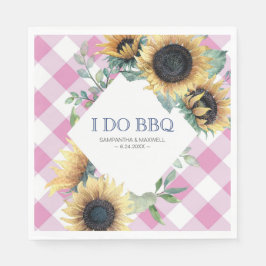 Country Sunflower素朴 and Pink Gingham I Do BBQ スタンダードランチョンナプキン