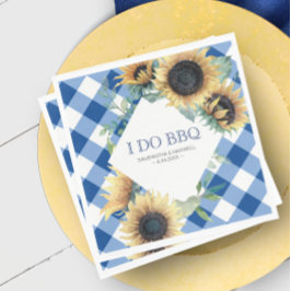 Country Sunflower 素朴 and Blue Gingham I Do BBQ スタンダードランチョンナプキン