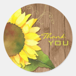 Country Sunflower 結婚's Thank You ラウンドシール