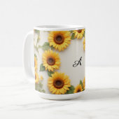 Country Sunflower Floral Design コーヒーマグカップ (正面左)