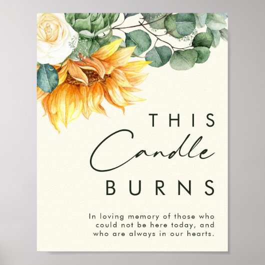 Country Sunflower Light Yellow This Candle Burns ポスター (正面)