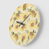 Country Sunflower Meadow Design Wall Clock ラージ壁時計 (傾斜)