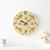 Country Sunflower Meadow Design Wall Clock ラージ壁時計 (ホーム)