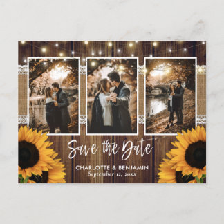 Country Sunflower Photo素朴 Save The Date 案内ポストカード
