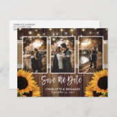 Country Sunflower Photo素朴 Save The Date 案内ポストカード (正面/裏面)