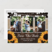 Country Sunflower Photo素朴 Save The Date 案内ポストカード (正面/裏面)