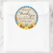 Country Sunflowers and Gingham Check You ラウンドシール (バッグ)