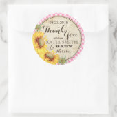 Country Sunflowers and Gingham Check You ラウンドシール (バッグ)