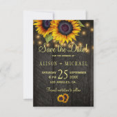 Country sunflowers barn wood save the date 結婚's セーブザデート (正面)