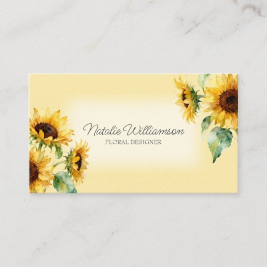 Country Sunflowers with QR Code Business Card 名刺 (正面)
