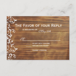 Country Swirl 素朴 Wood Weding RSVPカード
