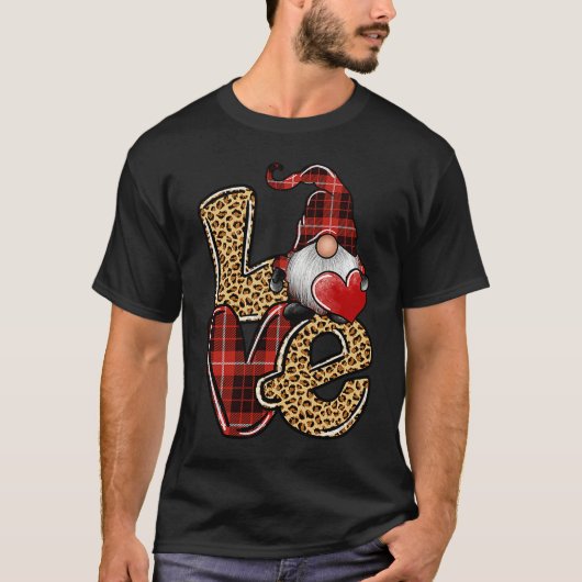 COuntry Valentine's Day Love Leopard Buffalo Plaid Tシャツ (正面)