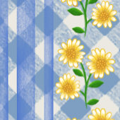 Country Vintage Blue Yellow Daisy Personalized アクセントクッション