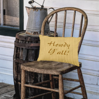 Country Vintage Brown Cream Personalized Porch アクセントクッション