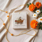 Country Westernフローラワゴンベビー統計の写真 セラミックオーナメント