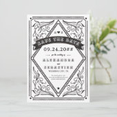 Country Western 素朴 Wedding Save the Date 招待状 (スタンド正面)