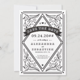 Country Western 素朴 Wedding Save the Date 招待状