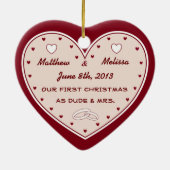 Country Western 1st Christmas 結婚した Gift セラミックオーナメント (裏面)