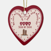 Country Western 1st Christmas 結婚した Gift セラミックオーナメント (左)