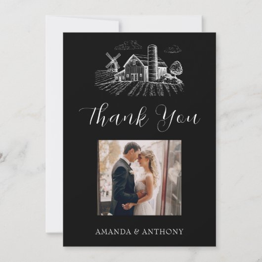 Country Western Barn Wedding  サンキューカード (正面)