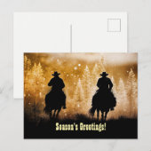 Country Western Cowboy Christmas Seasons Greetings ポストカード (正面/裏面)