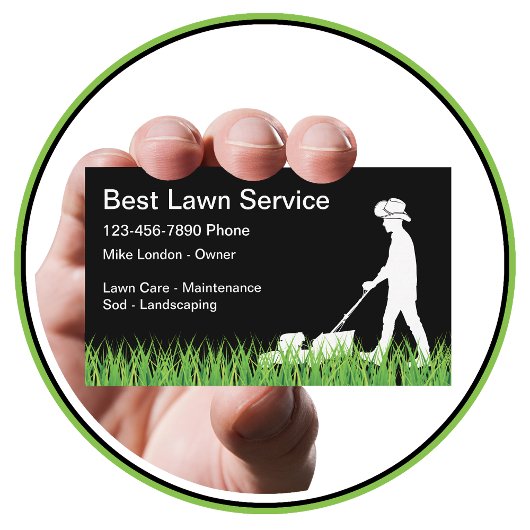 Country Western Cowboy Lawn Mowing Business Card 名刺