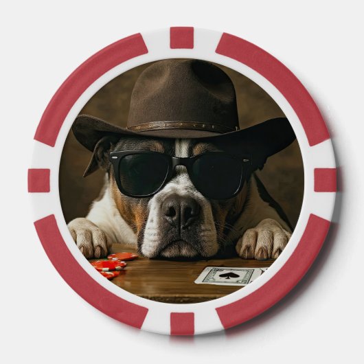 Country Western Cowboy Pitbull Poker ポーカーチップ (正面)